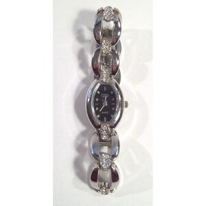 Women's Figaro Couture Wristwatch, Silver Tone, Faux Stones, Works